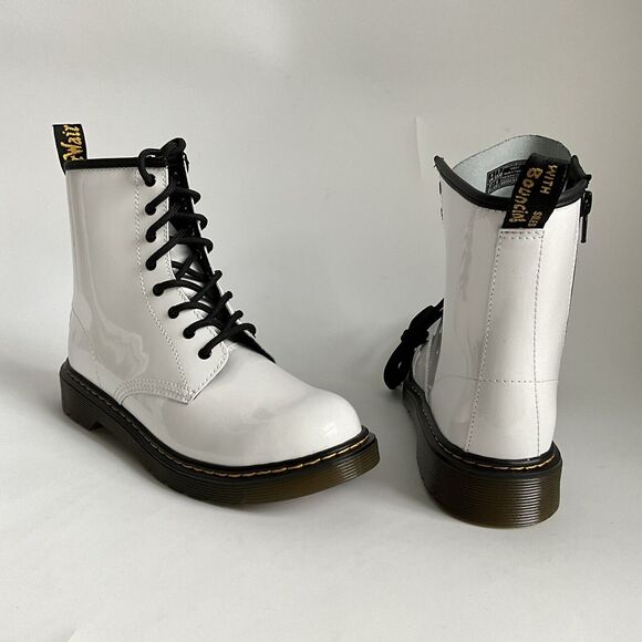 Dr. Martens Bootie White Patent Leather 8-Eye Boots 6 - Picture 3 of 11